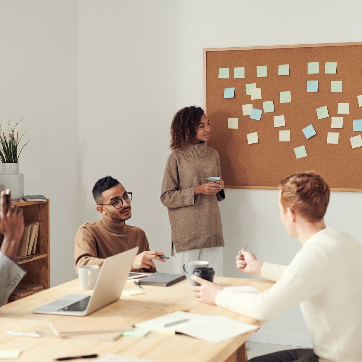 Team meeting focused on long-term business outcomes